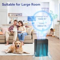 Air Purifiers for Home Pets Covers Up to 1500 Sq Ft,H13 Hepa Filter with Washable Pre-Filter,Pet Hair Dander Smoke Air Cleaner,22 dB Quiet Sleep for Living Room Bedroom Kitchen,P280 (Black) - Image 2