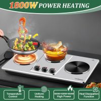 Cusimax Hot Plate,Countertop Triple Burner with 7″Cast Iron Cooktop,Electric Hot Plate for Cooking,11 Level Temperature Setting - Image 3