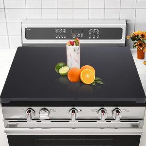 Noodle Board Stove Cover-Wood Stove Top Covers for Electric Stove Kitchen Sink Cover Serving Tray, Decorative Tray for Kitchen Black (29.92"x22.05")