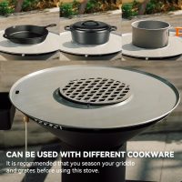 3-in-1 Rocket Stove with Griddle, Grate & Pot Rack, Large Wood BBQ Grill with Wheels, Ash Tool & Cover, Outdoor Stove for Patio Barbecue Cooking Backyard Camping RV Tailgating, GS346 - Image 6