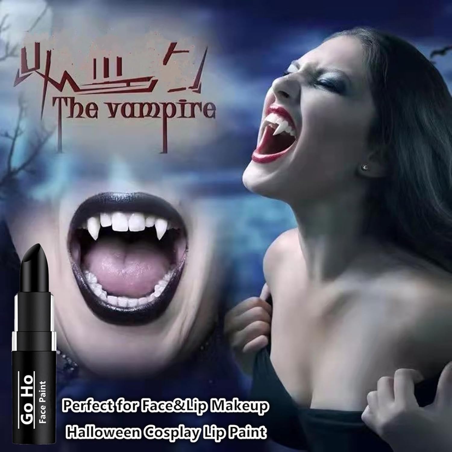 Go Ho Makeup Clown Black Cream-Blendable Stick - Face Body Paint for Professional SFX, Cosplay Costume - Safe Facepaint, Nose & Lip Smacking, Eye Black for Baseball/Football, Sports, Halloween - Image 3