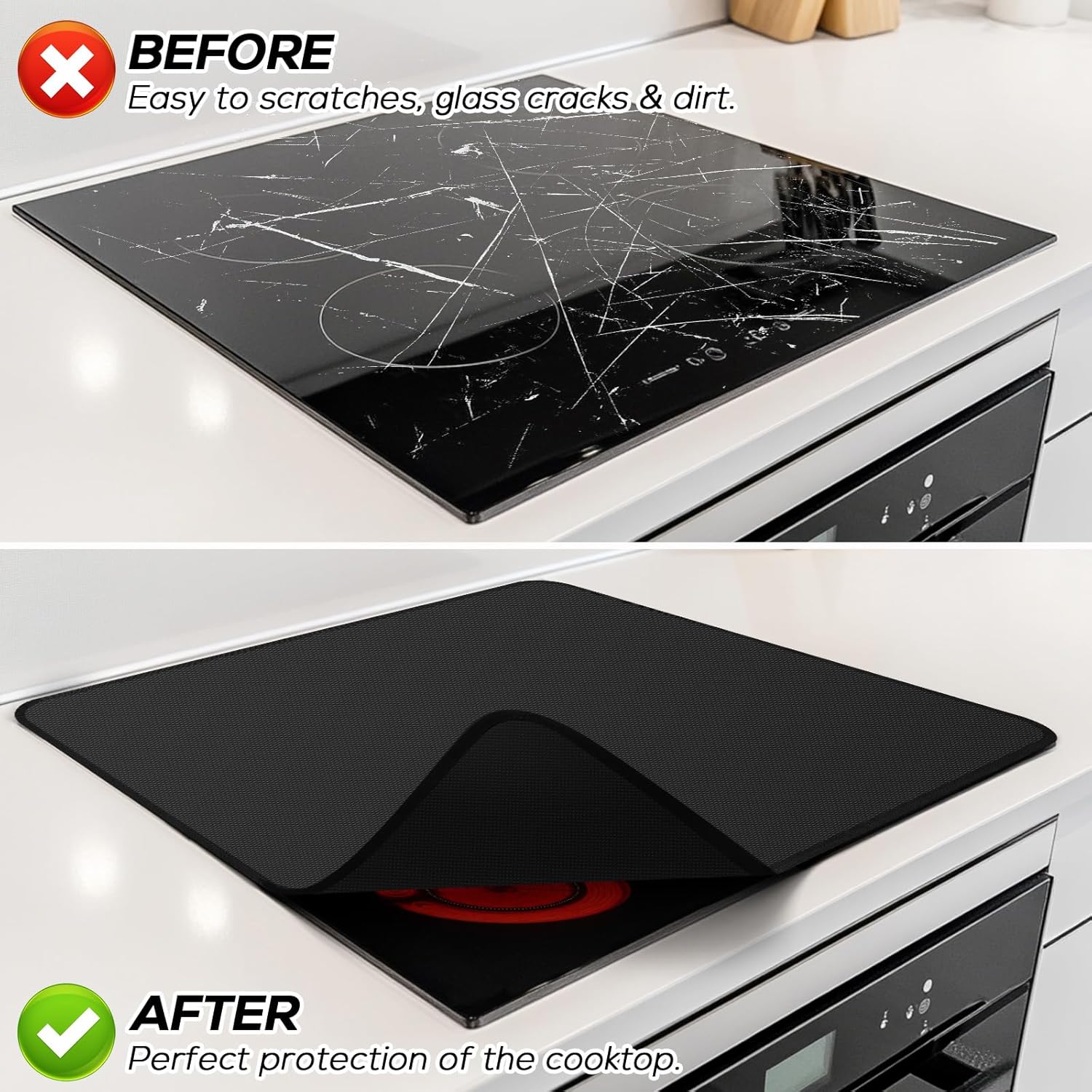 FLASLD Fireproof Electric Stove Top Cover, Heavy Duty Double 29.5×21 Inches Pad for Glass Top Stove, Heat Resistant GlassTop Stove Mat, Kitchen Flat Cooktop Protector for Cat - Image 3