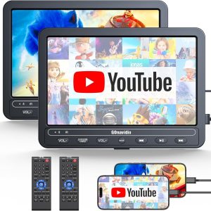 10.1" Car DVD Players Dual Screen with HDMI Input, 5-Hour Battery, Portable DVD Players for Car Support USB/TF Card, Last Memory, Play Same/Different Movies, Dual Speakers(2 DVD Players)