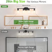 Ascher 4-Light Bathroom Light Fixtures, Modern Vanity Lights with Clear Glass Shade, Matte Black Wall Lamp for Bathroom Mirror Hallway Cabinet Porch - Image 3