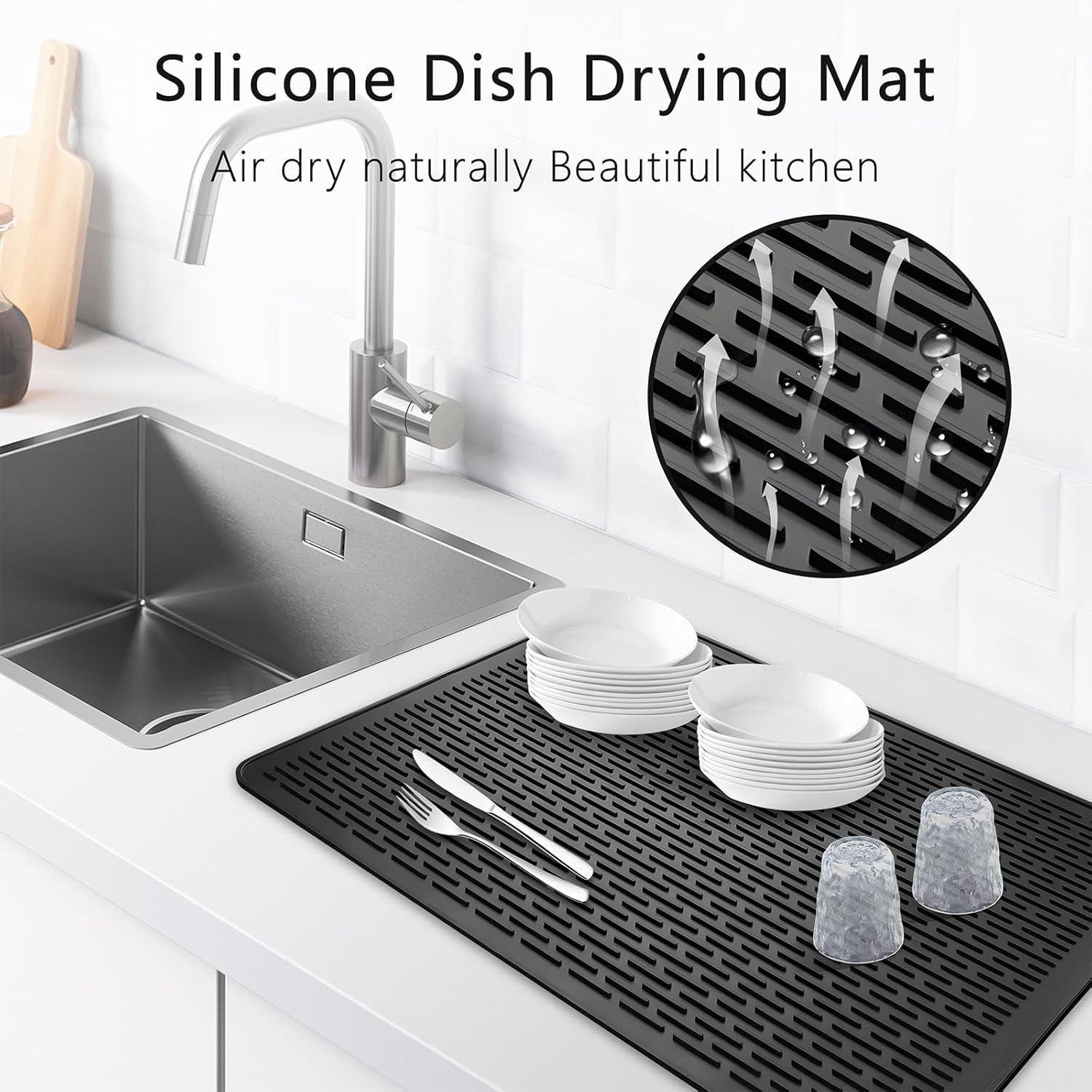 Silicone Stove Top Cover Mat, 28"x20" Silicone Electric Stove Top Protector, Heat Resistant Glass Cooktop Cover, Range Covers for Electric Stove, XL Dish Drying Mat for Kitchen (Black) - Image 6