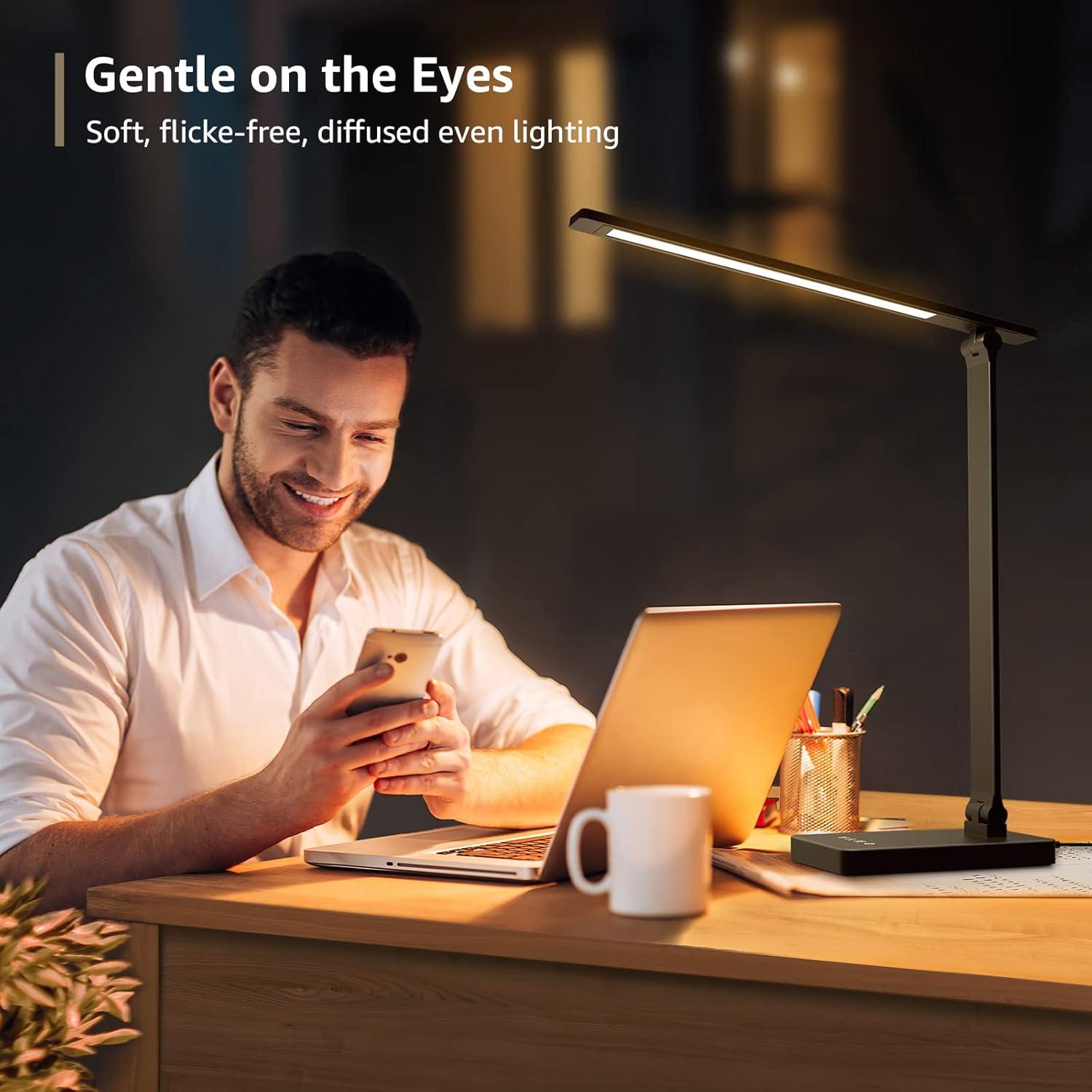 Lepro LED Desk Lamp for Home Office, 9.5W 750LM Metal Touch Control Desk Light, 5 Color Modes 5 Brightness Level, Eye Caring Task Lamp For Reading, Sewing, Crafts, School Supplies, Puzzle Light, Black - Image 2