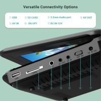 9.5" Portable DVD Player for Kids and Car with 7.5" Swivel Screen, 4-6 Hour Working Time, Car DVD Player with Dual Speakers, Remote Control, Support Sync TV, Region Free USB/SD/AV- Black - Image 8