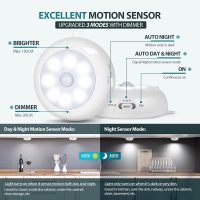 BLS Motion Sensor Light Indoor, LED Night Light Closet Lights, Under Cabinet Battery Powered Ceiling Lights, AA Battery Operated Stick on Wireless Puck Lights for Wall, Step, Stair, Dimmable (3 Pack) - Image 3