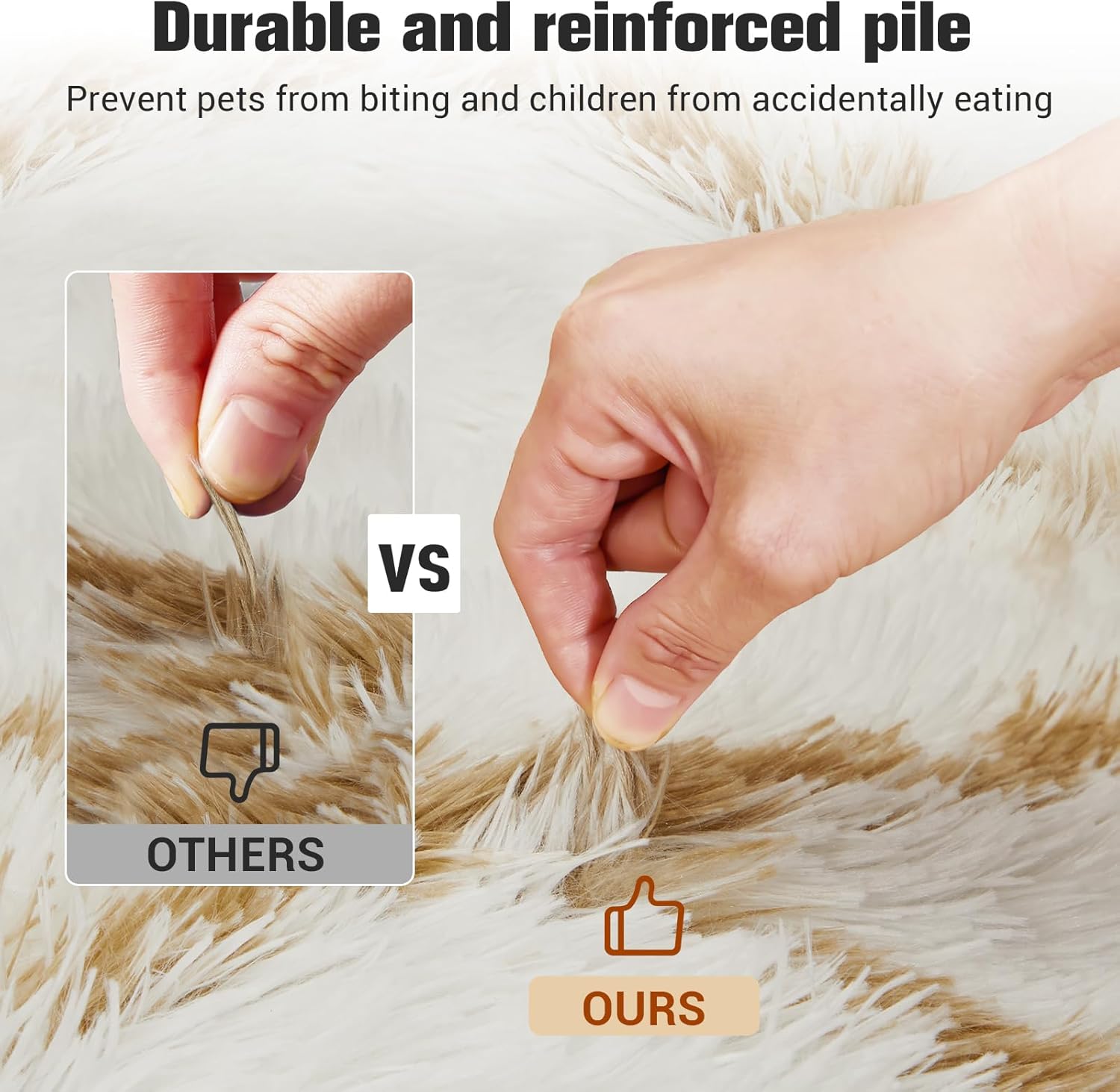 Area Rug for Living Room Bedroom, 4X6 Feet Soft Shaggy Rug, Plush Fluffy Rugs, Modern Moroccan Geometric Carpets, Anti-Skid Durable Carpet for Kids Dorm Nursery, Home Decor Aesthetic, White and Beige - Image 3