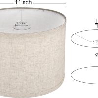 11"x11"x8" Assembly Required Lampshade for Floor Lamp, Table Lamp, Bedside Lamp, Fabric Drum Lampshade Classic Modern Style, Spider Fitter, Linen - Beige - Image 2