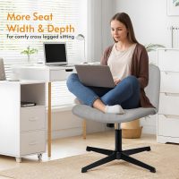 HOFFREE Criss Cross Chair Cross Legged Office Chair Home Office Chair Ergonomic Armless Chair for Desk Grey - Image 3