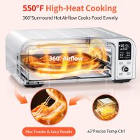 Beelicous Pizza Oven, 13" Pizza, Heats up to 550°F, 8-in-1 Countertop Toaster with Light, Compact Design Smart Digital Oven Combo, 40+ Recipes, Flavor-Lock Tech - Image 4