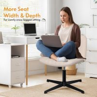 HOFFREE Criss Cross Chair Cross Legged Office Chair Home Office Chair Ergonomic Armless Chair for Desk Beige - Image 3