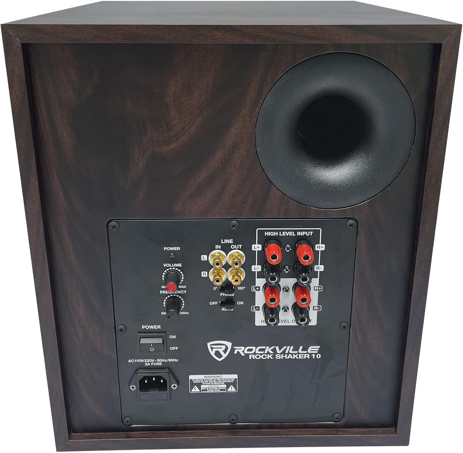 Rockville Rock Shaker 10 Dark Wood 600W 10" Powered Home Theater Subwoofer, Class-D Amp, Adjustable Crossover, for Movies and Music - Image 5