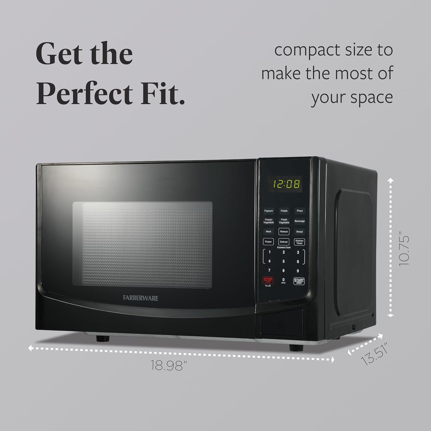 Farberware 0.9 Cu. Ft. Black Microwave Oven, 900W with LED Display, 10 Power Levels, 8 Auto-Cook Presets, Express Cooking & Defrost - Image 4