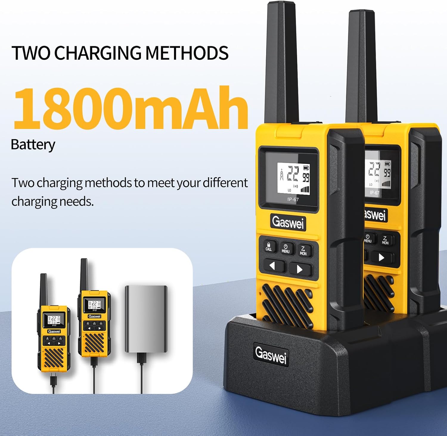 G1pro IP67 Waterproof Floating Walkie Talkies Long Range for Adults,Heavy Duty Two Way Radio,VOX,USB-C,Rechargeable Lithium Battery(4 Pack) - Image 6