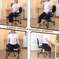Cross Legged Office Chair with Wheels – Meditation Office Chair for Adults with Lumbar Support – Adjustable Height Criss Cross ADHD Desk Chair – Ergonomic Kneeling Yoga Chair for Home Office (Black-A) - Image 3
