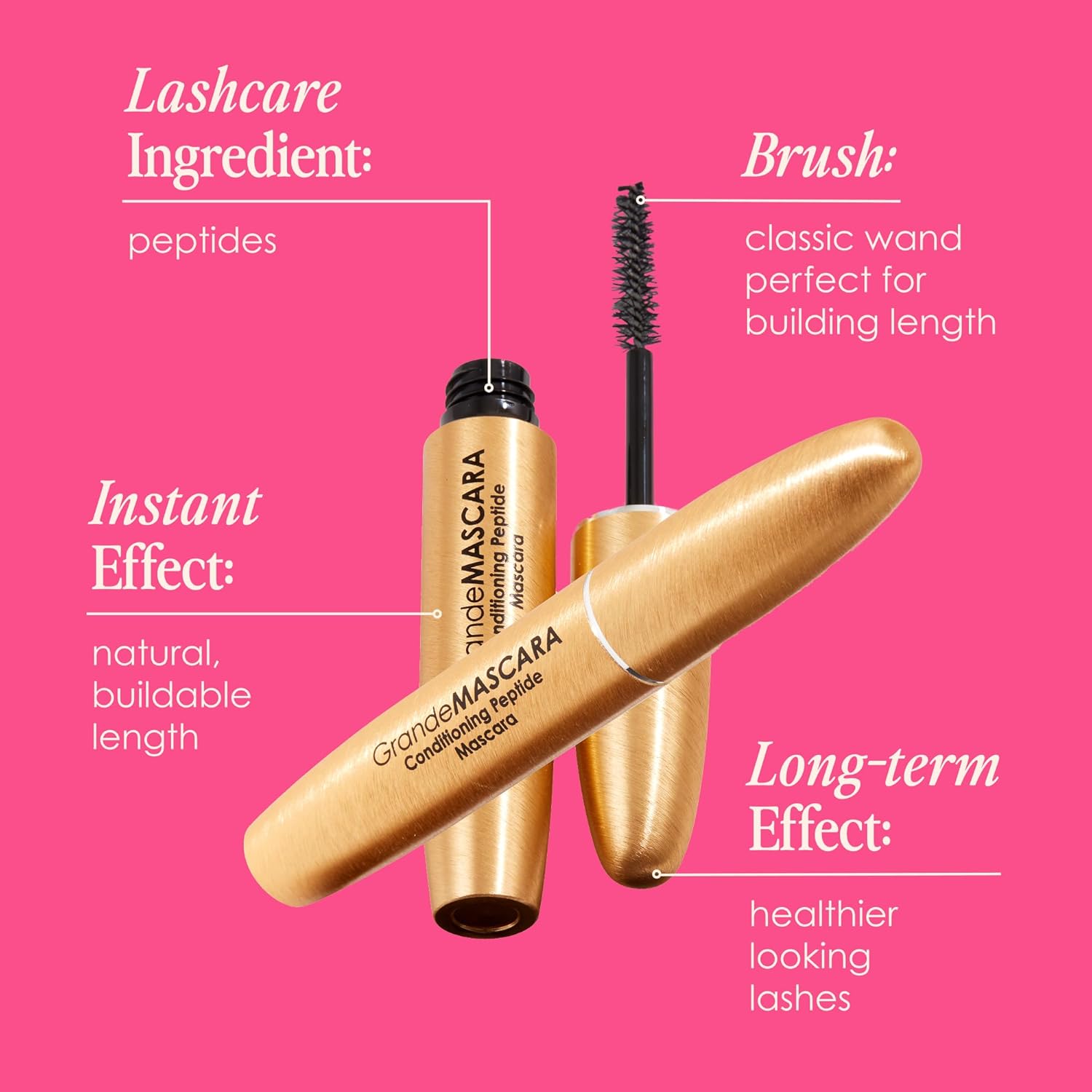 Grande Cosmetics GrandeMASCARA Conditioning Peptide Mascara – Buildable Extreme Volume & Length – Long-Lasting & Clump-Free Black – Lash & Extension Friendly - Image 7