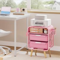 Pink Nightstand,Cute End Table with Storage Drawer,Kids Nightstand for Bedroom Furniture,Bedside Table Small Pink Desk Coffee Table for Living Room, Dorm,Office - Image 5