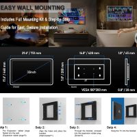 Haocrown 32" 4K Ultra HD Smart Bathroom Mirror TV, IP66 Waterproof, Android 13 System with Voice Remote for Google Assistant ATSC Tuner, 500 cd/㎡ High Brightness (Black Frame, 2025 Model) - Image 9