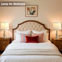 Vintage Table Lamp for Living Room Bedroom, 18.5" Farmhouse Bedside Lamps Nightstand Lamp Set of 2, Table Lamps with Oatmeal Linen Lamp Shades, 2 LED Bulbs Included, White Stripe - Image 5