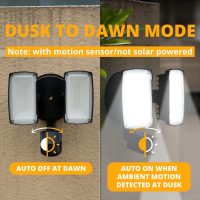 UME 19W LED Flood Light Motion Sensor Outdoor, 2 Adjustable Head, 2000LM, 5000K, IP65 Waterproof, Dusk to Dawn Security Light with Photocell for Exterior,Outside,Garage,House(Black) - Image 4
