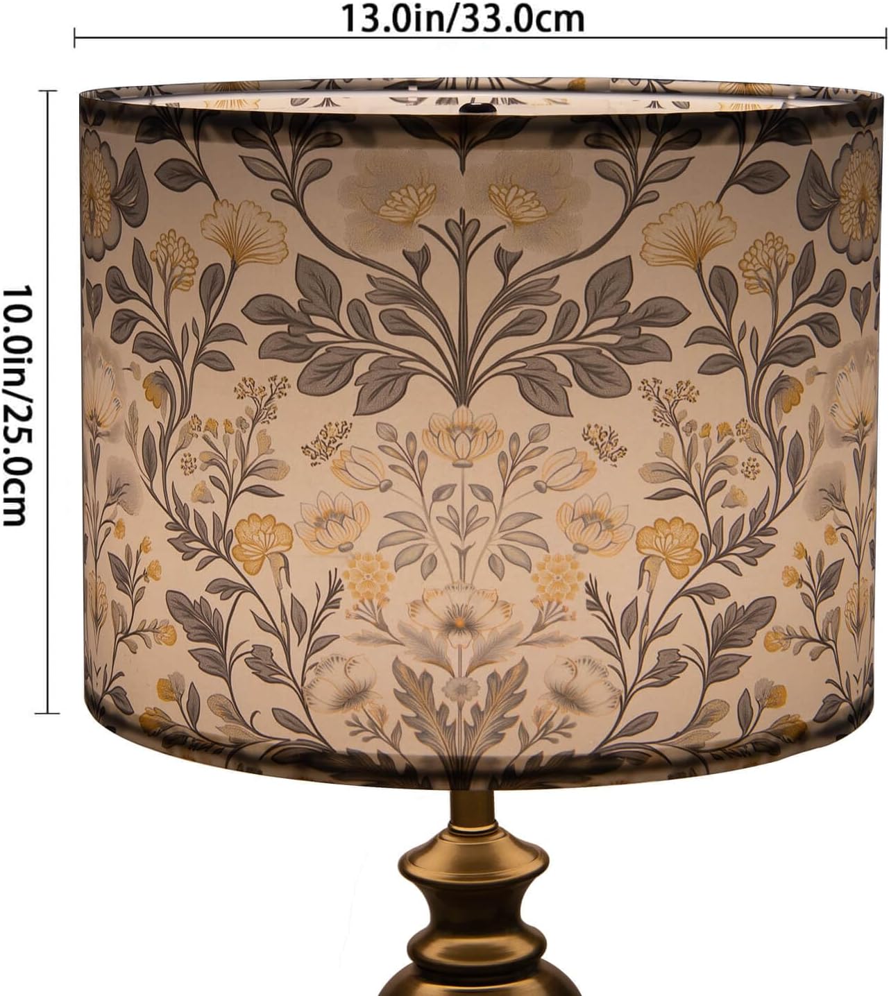 Drum Lamp Shades Set of 2, 13" Top x 13" Bottom x 10" High Polyester Fiber Printing Plants Lampshade, Floral Lampshade Cover, Spider Fitter for Table & Floor Lamps, Assembly Required (Country) - Image 2