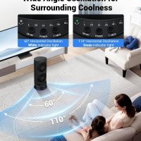 Personal Tower Cooling Fans that Blow Cold Air, Standing Small Desk Fan with 3 Speeds & Timer, 60° & 110° Oscillating Table Fan, Quiet and Safe Electric Floor Fan for Bedroom, Bedside, Home, Office - Image 3