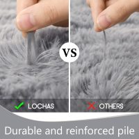 LOCHAS Bedroom Rug 2.6' x 5.3', Gray Fluffy Shaggy Area Rug for Bedroom Bedside, Soft Oval Throw Rugs Carpet for Kids Girls Nursery Living Room Home Decor - Image 6