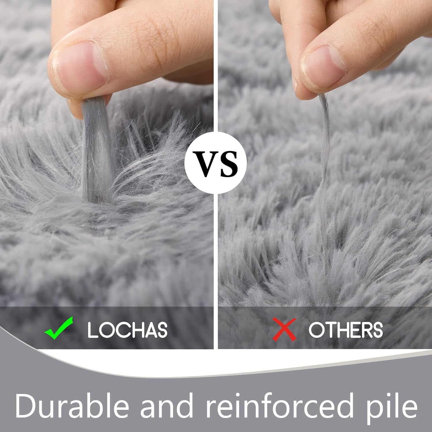 LOCHAS Bedroom Rug 2.6' x 5.3', Gray Fluffy Shaggy Area Rug for Bedroom Bedside, Soft Oval Throw Rugs Carpet for Kids Girls Nursery Living Room Home Decor - Image 6