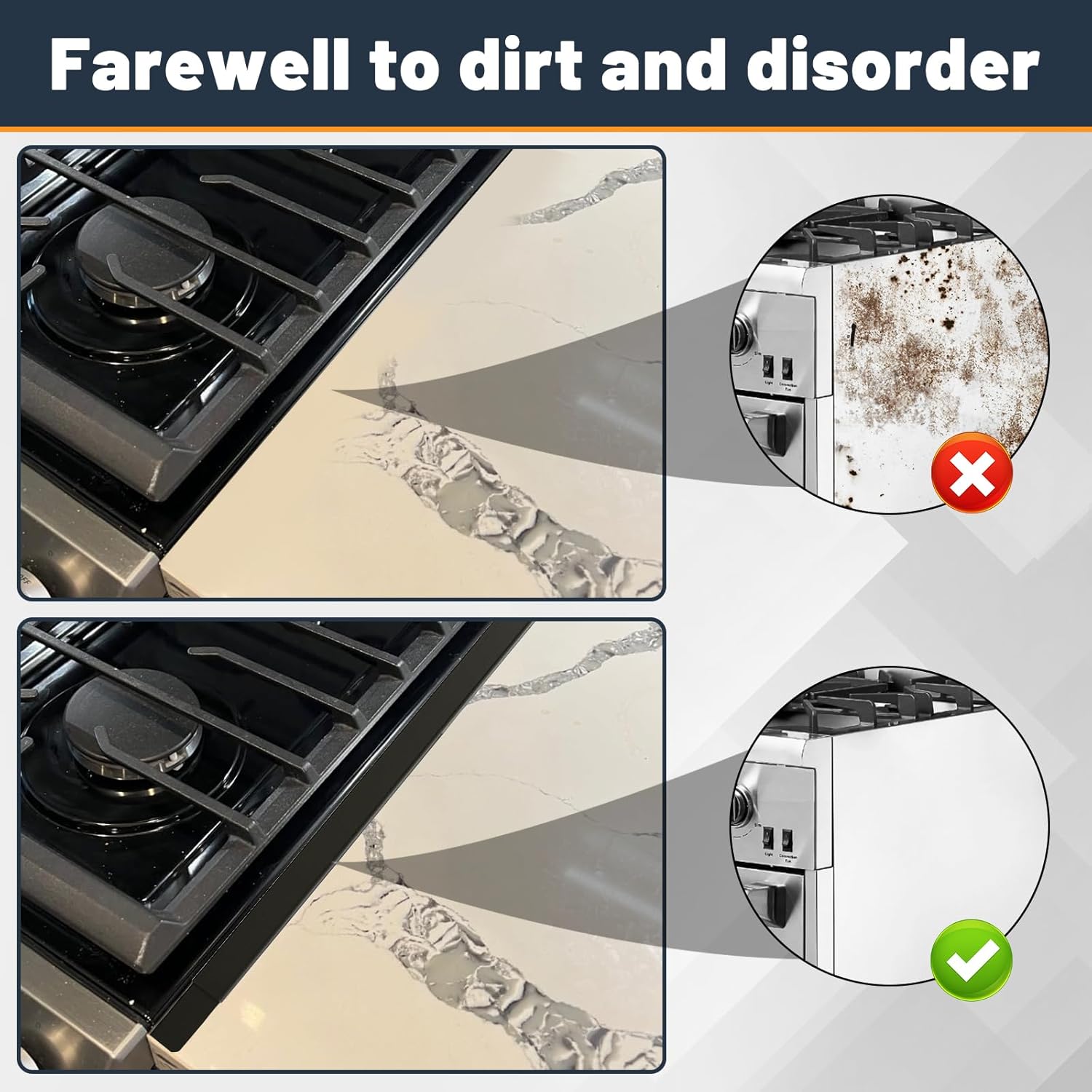 Stove Gap Covers Stainless Steel, Adjustable 13.8-27.5 In(2 Pack), Heat Resistant, Gas Stove Side Gap Protector (Matte Black) - Image 4