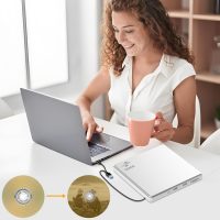 BUNUD LightScribe DVD Burner for Laptop: External Portable USB C CD/DVD Drive Compatible with Mac Windows Linux for Disc Labeling Wedding Photos with SD/TF/2 USB Ports Plug & Play(Silver) - Image 9
