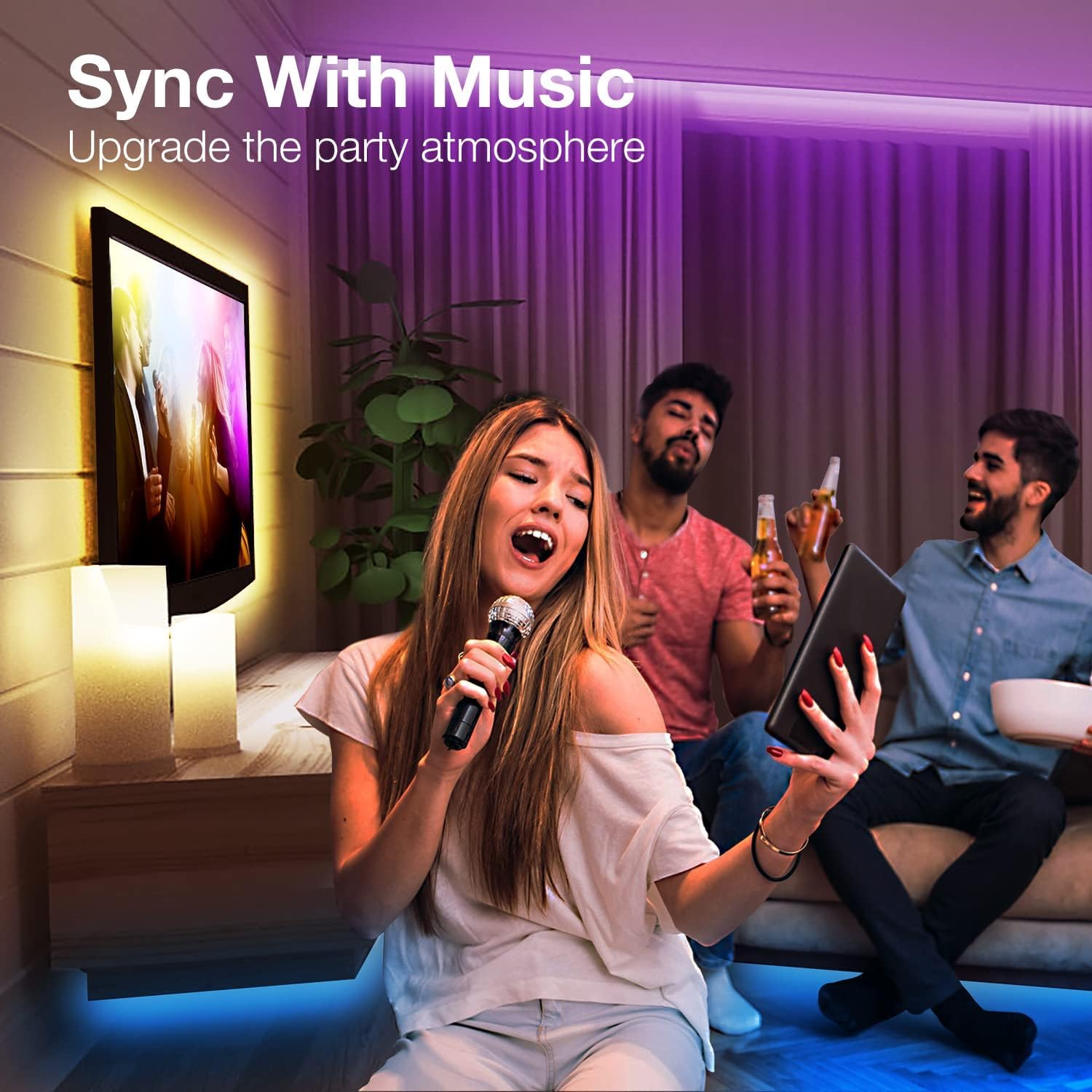 DAYBETTER LED Strip Lights 100ft, Smart Lighting with App Remote Control, RGB LED Lights for Bedroom, Music Sync Color Changing for Room Home Decor Party (1 Roll) - Image 5