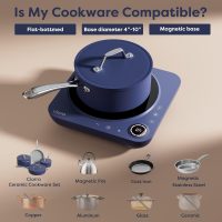 CIARRA CATIH1A-M Portable Induction Cooktop, Slim Single Electric Countertop Burner with Sensor Touch and Digital time, Blue - Image 6