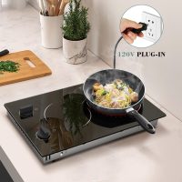 Hobsir 2 Burner Electric Cooktop 110v, Plug in Electric Stove Top, 2000W Electrical Stove Top Burner, 12 Inch Countertop & Built-in Ceramic Cooktop, Knob Control, 9 Power Level - Image 2
