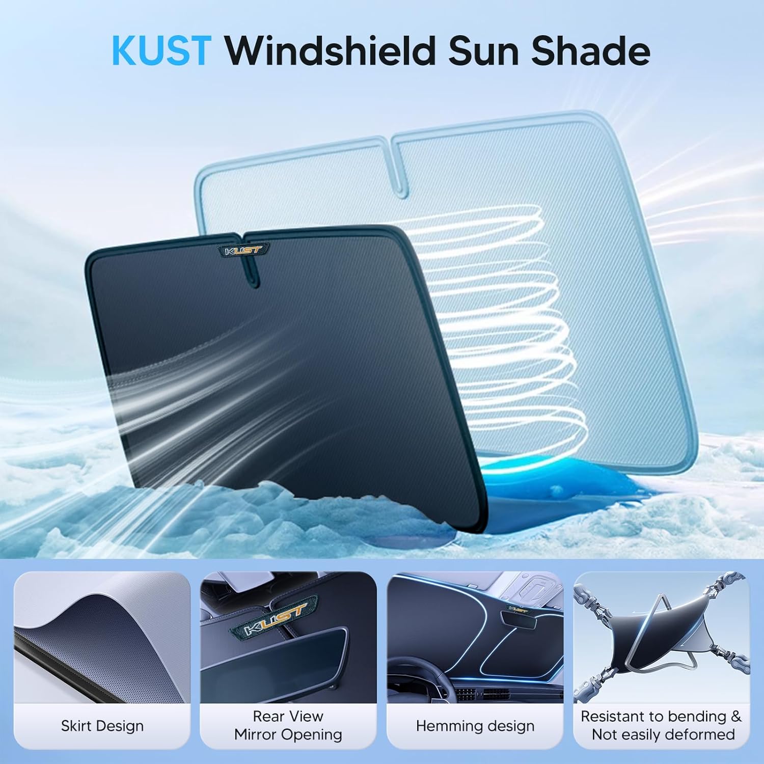 KUST Windshield Sun Shade for Honda HR-V 2016 2017 2018 2019 2020 2021 2022 HRV Accessories Sunshades Window Sun Visors Foldable Blocks UV Rays Keep Cars Cooler - Image 4