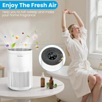 Air Purifiers for Bedroom Home, Air Purifier with PM 2.5 Air Quality Monitor Cover Up to 1235 Ft², Air Filter Cleaner with 5 mode Light, Sleep Mode, Timer, Fragrance Sponge for Smoke, Odor, Dander - Image 3