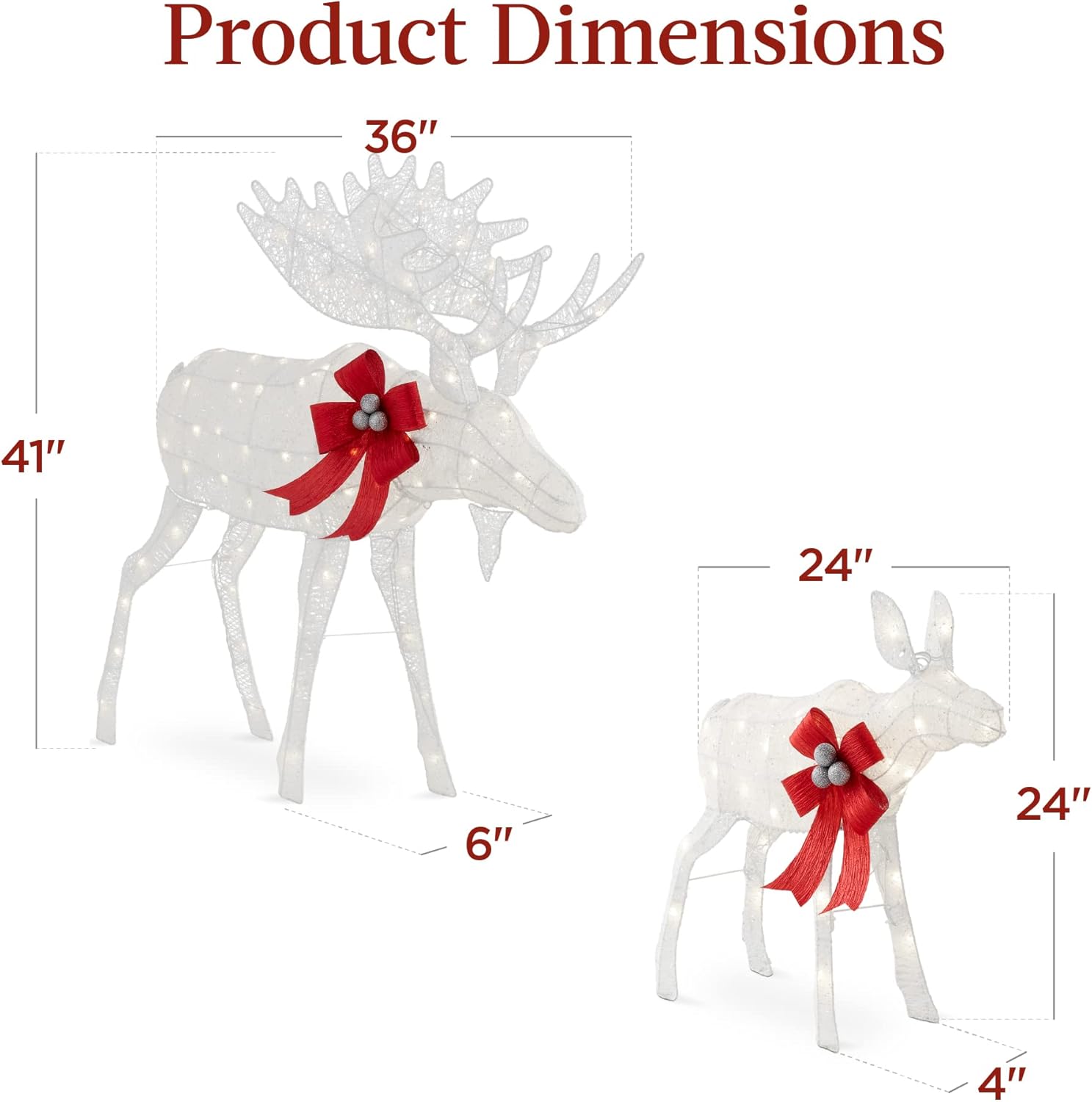 Best Choice Products 2-Piece Moose Family, Lighted Outdoor All-Weather Christmas Yard Decoration Light-Up Décor Set w/ 170 LED Lights, Ground Stakes, Zip Ties - White - Image 7