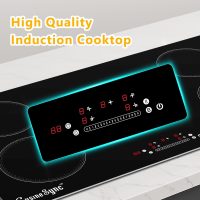 36 Inch Induction Cooktop, 5 Burner Electric Cooktop with 9 Power Levels, Touch Control, Timer, Child Lock and Residual Heat Warning, 10800W, 220-240V for Hard Wire - Image 9
