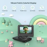 9.5" Portable DVD Player for Kids and Car with 7.5" Swivel Screen, 4-6 Hour Working Time, Car DVD Player with Dual Speakers, Remote Control, Support Sync TV, Region Free USB/SD/AV- Black - Image 2