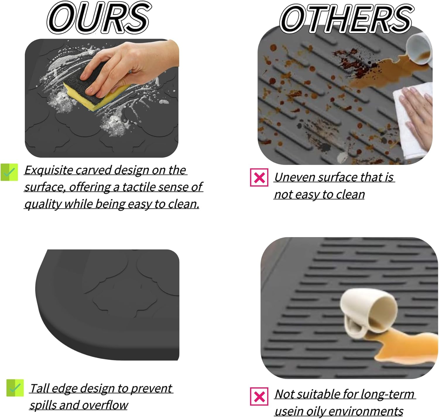 Electric Stove Top Protector Cover - Upgraded Silicone 28"x20" Stovetop Cooktop Oven Burner Mat for Glass RV Induction Countertop Protector - Black - Image 3