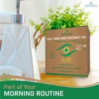 NOVEHA 60PCs Tea Tree & Coconut Oil Eyelid & Lash Wipes - For Demodex, Blepharitis & Itchy Eyes, Individually Wrapped Eyelash Wipes With Aloe Vera, Natural Makeup Remover & Daily Eye Cleanser - Image 6