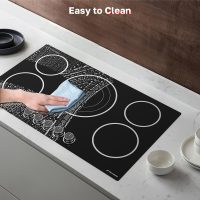 ThermoMate 36 Inch Electric Cooktop, 5 Burners Knob Control Built-in Ceramic Cooktop, 30" Radiant Electric Stove Top of 9000W with 9 Heat Levels, Hot Surface Indicator, 220-240v, Hard Wired - Image 8