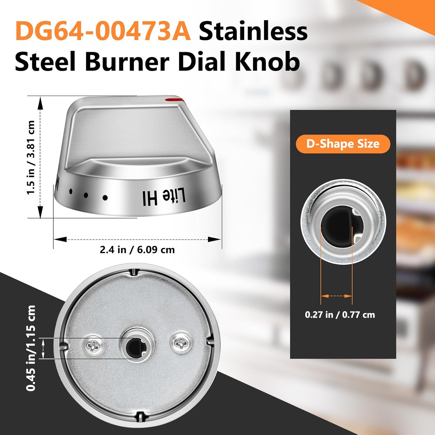 DG64-00473A Burner Control Dial Knob Range Oven Replacement Compatible with Samsung Gas Stove Knob NX58H5600SS NX58F5700WS NX58H5650WS NX58J7750SS NX58M6850SS (5pcs). - Image 3