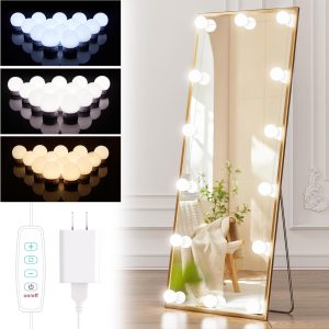 Brightown 14 Bulb Dimmable Hollywood Makeup Mirror Lights, 22Ft Adjustable Vanity Lighting Fixtures for Full Length Mirror (Mirror Not Included)