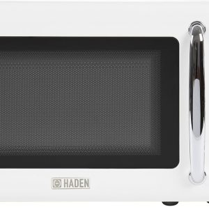 Haden 700 Watt 0.7 Cubic Foot Microwave Oven with Digital Controls, Defrost, and Instant Start Countertop Small Appliance, Ivory/Chrome