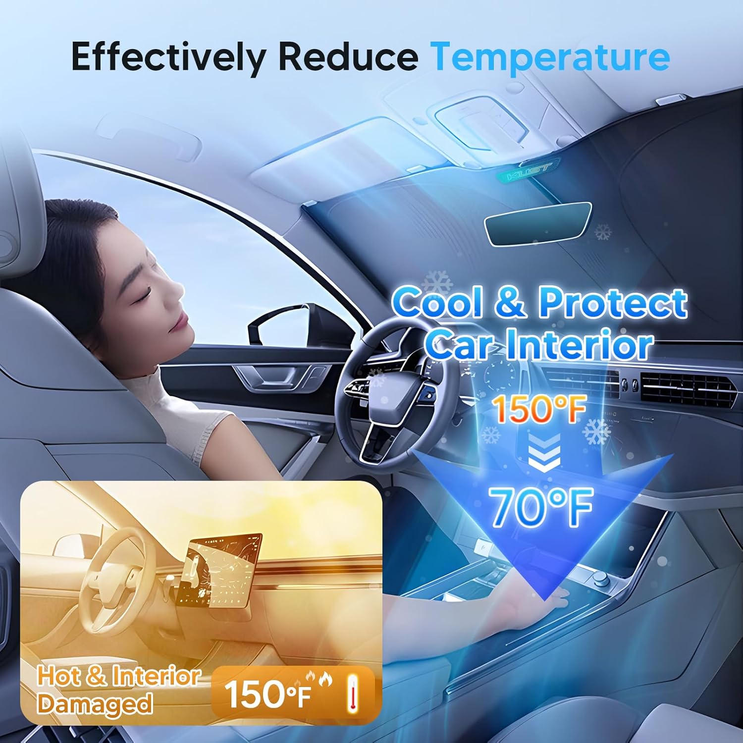 KUST Windshield Sun Shade for Honda HR-V 2016 2017 2018 2019 2020 2021 2022 HRV Accessories Sunshades Window Sun Visors Foldable Blocks UV Rays Keep Cars Cooler - Image 2