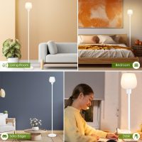 64.2'' White Floor Lamp, 3 Color Temperatures LED Bulb Included, Modern Standing Lamp with Opal Glass Shade, Tall Pole Standing Lamps for Living Room, Office, Bedroom, Home Decor, Foot Pedal Switch - Image 8