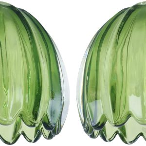 Glass Green Tulip Lamp Shades Set of 2 Small Flower Art Blown Lampshades,1.58lb,1.65" Top x 5.5" Diameter x 3.9" Height,Replacement Mini Lamp Shade for Floor Lamp Table Wall Lamp Chandelier Decor