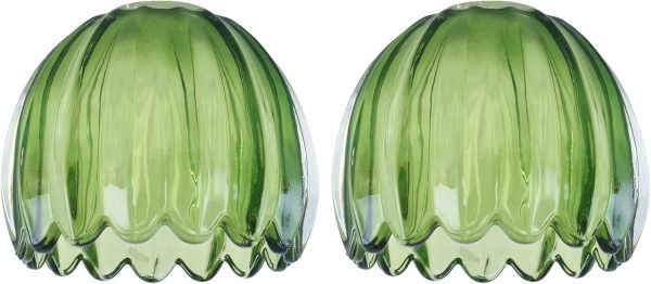 Glass Green Tulip Lamp Shades Set of 2 Small Flower Art Blown Lampshades,1.58lb,1.65" Top x 5.5" Diameter x 3.9" Height,Replacement Mini Lamp Shade for Floor Lamp Table Wall Lamp Chandelier Decor